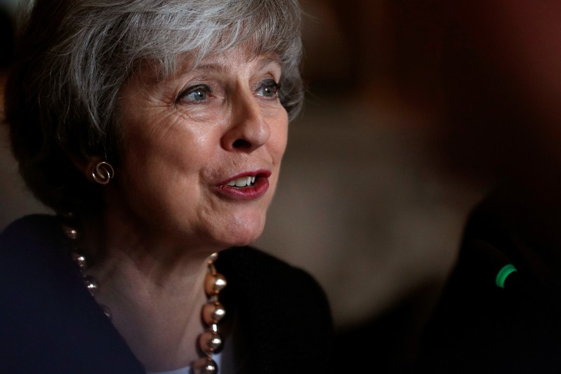 FILE PHOTO: Britain's Prime Minister Theresa May speaks during the UK-Poland Inter-Governmental Consultations in central London