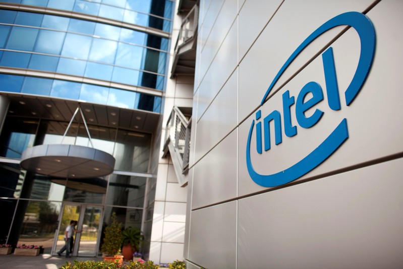 FILE PHOTO: An Intel logo is seen at the company's offices in Petah Tikva, near Tel Aviv, Israel