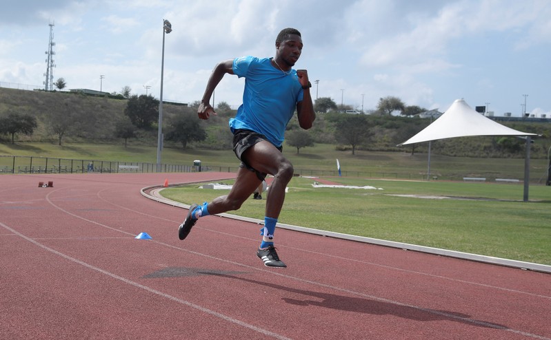 American track and field sprinter Noah Lyles trains at the National Training Center in Clermont, Florida