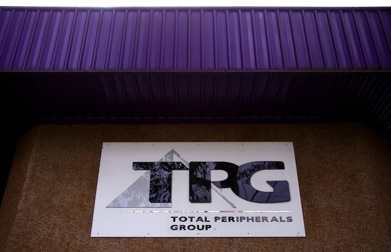 FILE PHOTO - The logo of Australia's TPG Telecom Ltd can be seen outside their head office in Sydney, Australia