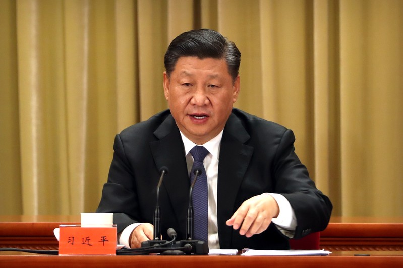 FILE PHOTO: Chinese President Xi Jinping speaks during an event to commemorate the 40th anniversary of the 