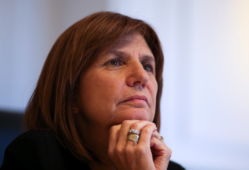 Argentina's Security Minister Patricia Bullrich attends to an interview with Reuters, in Buenos Aires