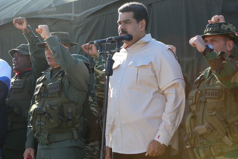 Venezuela's President Nicolas Maduro attends a military exercise in Charallave