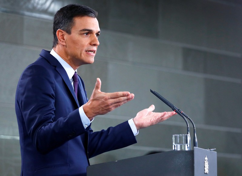 FILE PHOTO - Spain's PM Sanchez holds a news conference in Madrid