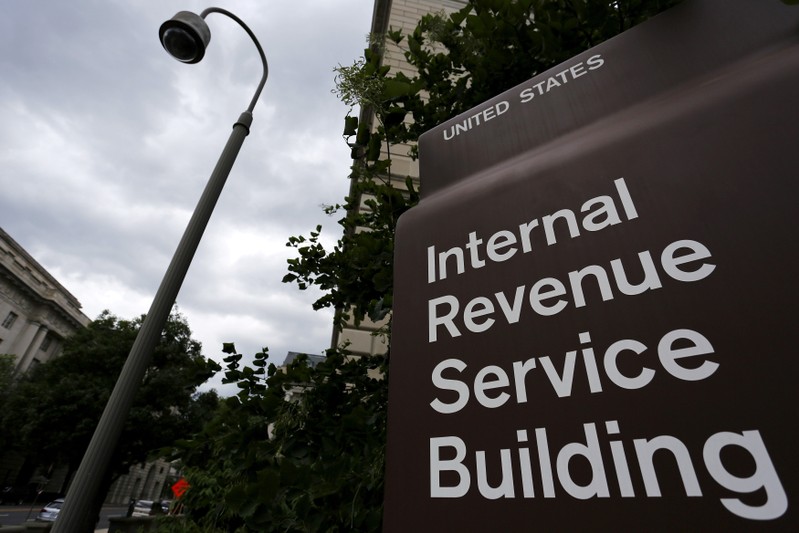 FILE PHOTO: A security camera hangs near a corner of the Internal Revenue Service (IRS) building in Washington