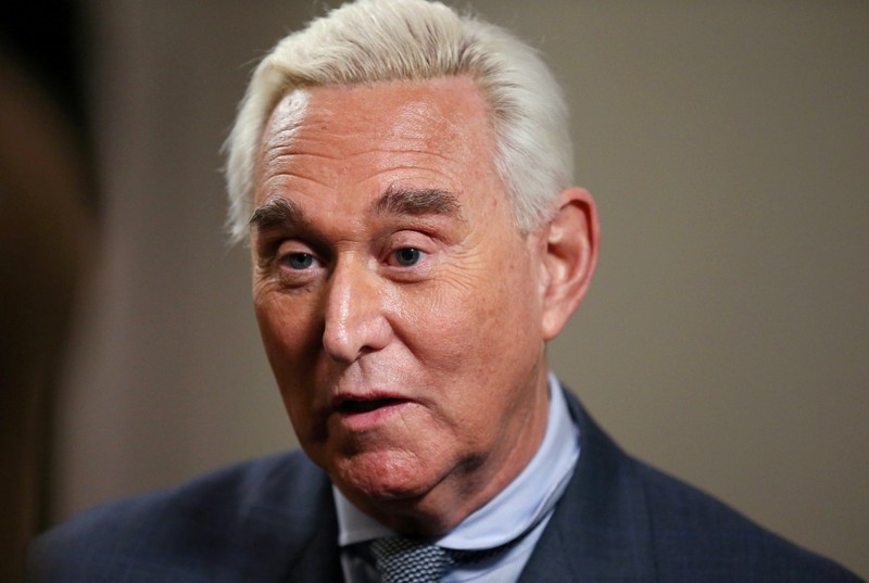 FILE PHOTO: Longtime Trump ally Roger Stone gives an interview to Reuters in Washington, U.S., January 31, 2019. REUTERS/Leah Millis