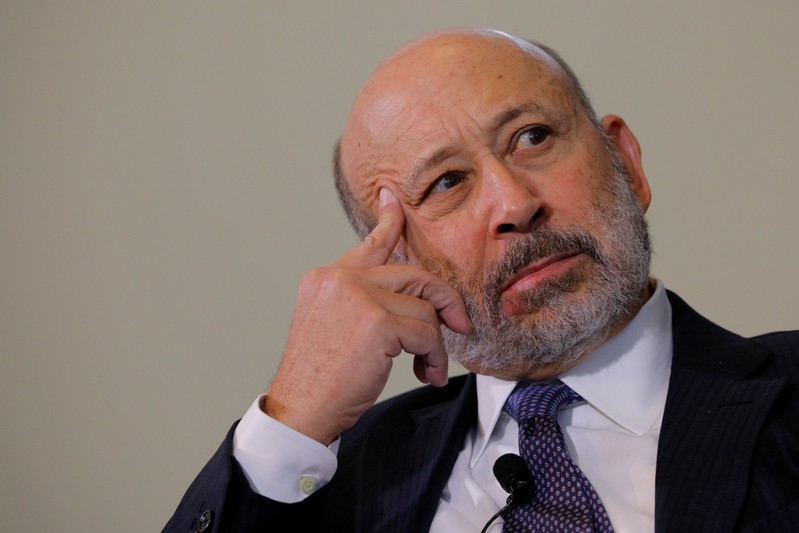 FILE PHOTO: Blankfein, CEO of Goldman Sachs, listens to a question at the Boston College Chief Executives Club luncheon in Boston