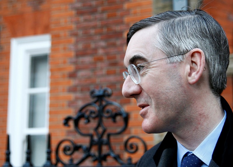 British Conservative Party Member of Parliament Jacob Rees-Mogg is seen outside is home in London
