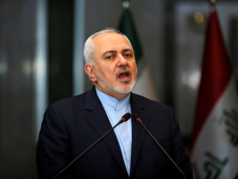 FILE PHOTO: Iranian Foreign Minister Mohammad Javad Zarif speaks during a news conference in Baghdad