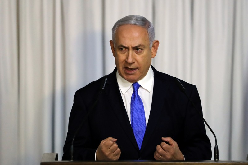 FILE PHOTO: Israeli Prime Minister Benjamin Netanyahu gives a statement to the media in Tel Aviv, Israel