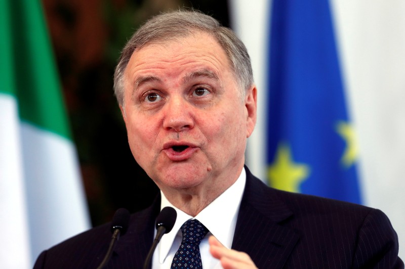 FILE PHOTO: Bank of Italy Governor Ignazio Visco speaks during a meeting in Rome