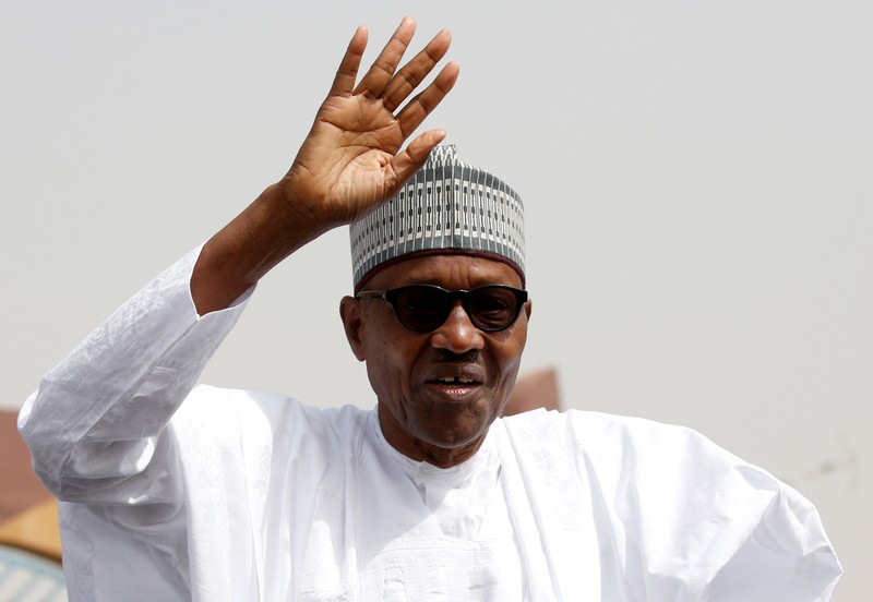 FILE PHOTO: Nigeria's President Buhari greets his supporters after Friday prayers in his hometown Daura