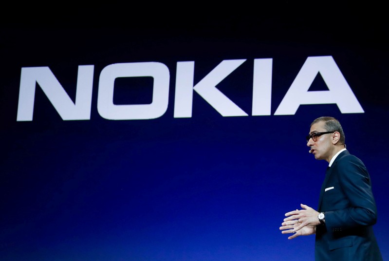 FILE PHOTO: Nokia CEO Rajeev Suri addresses the Mobile World Congress in Barcelona