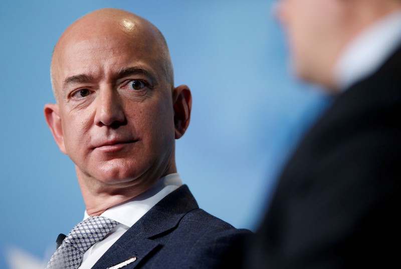 FILE PHOTO - Amazon CEO Jeff Bezos speaks in Washington