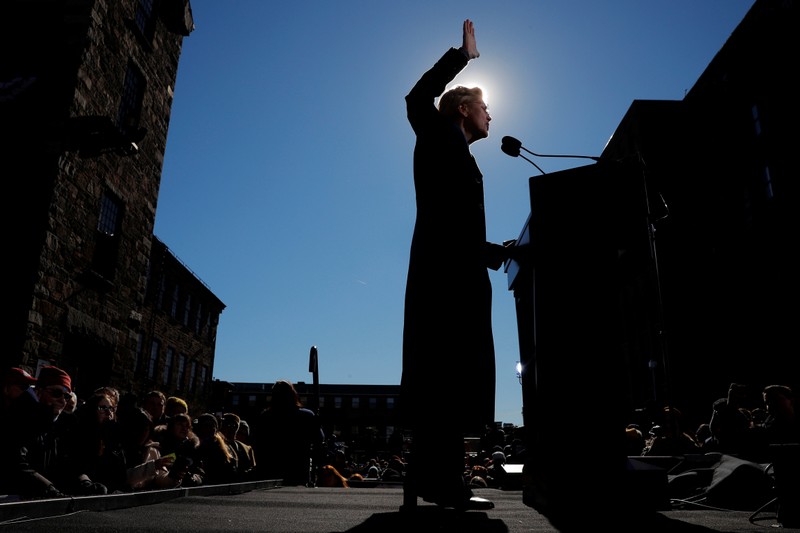 U.S. Senator Elizabeth Warren speaks at a rally to launch her campaign for the 2020 Democratic presidential nomination in Lawrence