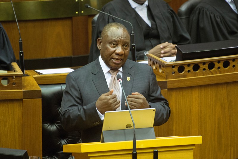 FILE PHOTO: South African President Cyril Ramaphosa delivers his State of the Nation address at Parliament in Cape Town