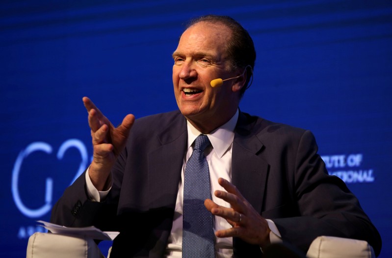 FILE PHOTO: David Malpass, Under Secretary for International Affairs at the U.S. Department of the Treasury, gestures during the 2018 G20 Conference in Buenos Aires