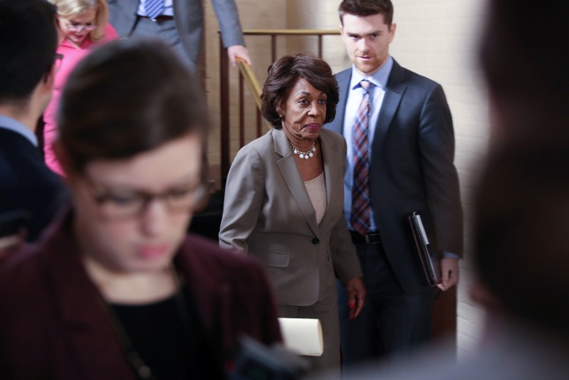 U.S. Representative Waters departs after a House Democratic party caucus meeting at the U.S. Capitol in Washington