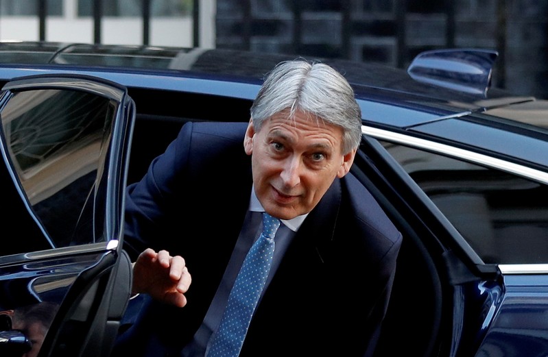 FILE PHOTO: Britain's Chancellor of the Exchequer Philip Hammond is seen outside of Downing Street in London