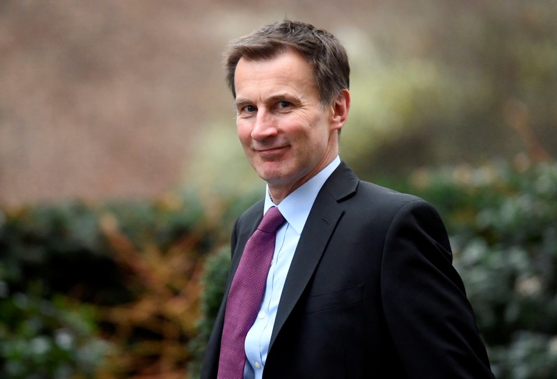 Britain's Foreign Secretary Jeremy Hunt is seen outside of Downing Street in London
