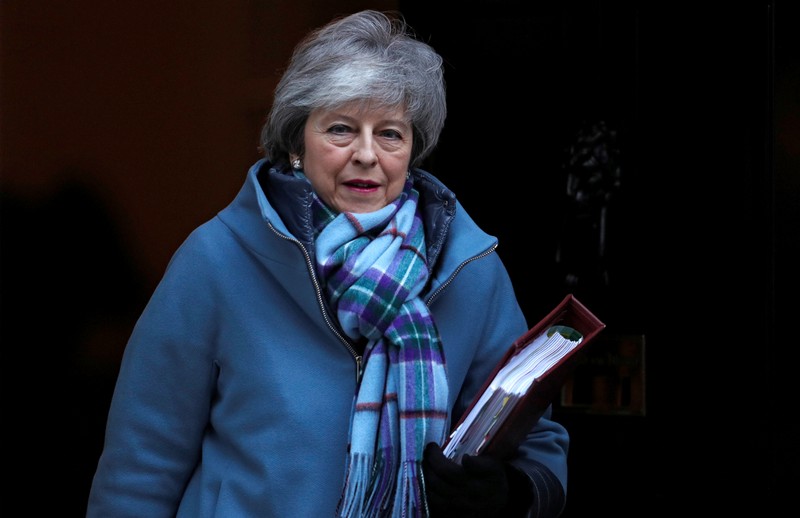 FILE PHOTO: Britain's Prime Minister Theresa May is seen outside Downing Street in London