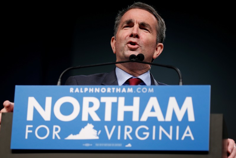 FILE PHOTO: Virginia Lieutenant Governor Ralph Northam, Democratic candidate for governor, delivers remarks before introducing former U.S. President Barack Obama to speak at a rally with supporters in Richmond