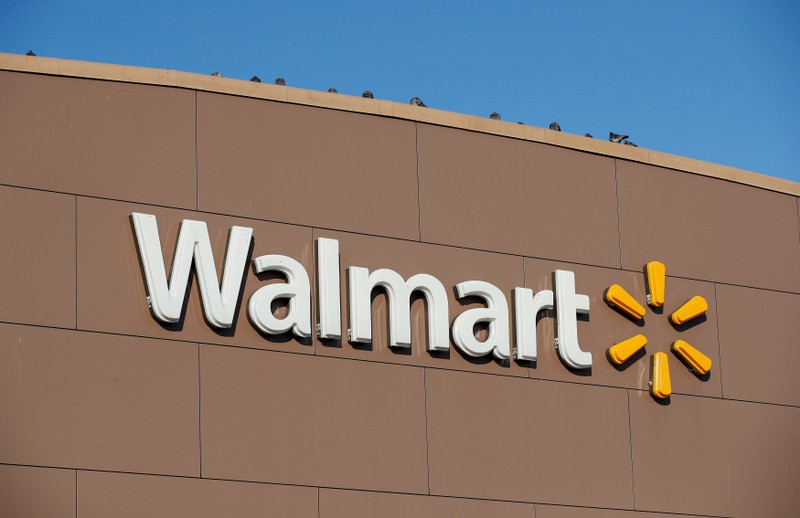 FILE PHOTO: Walmart's logo is seen outside one of the stores in Chicago