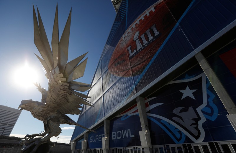 Sun rises over the Super Bowl stadium in Atlanta