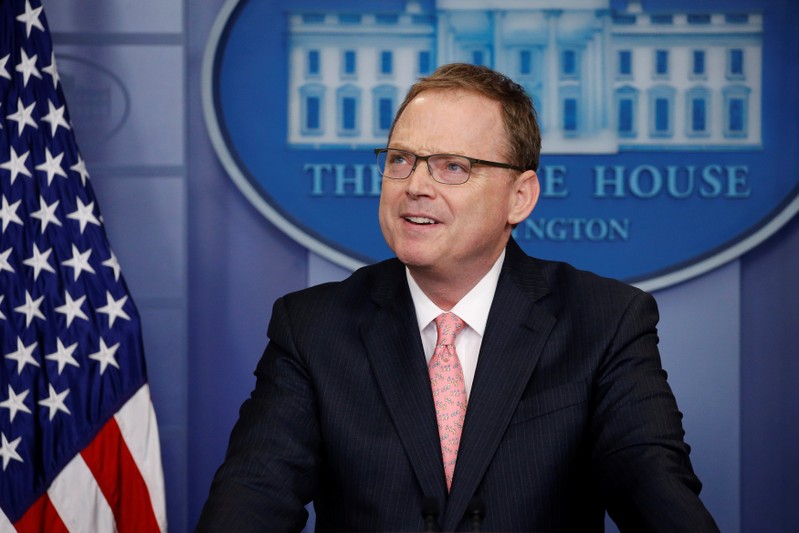 Hassett addresses reporters during the daily briefing at the White House in Washington