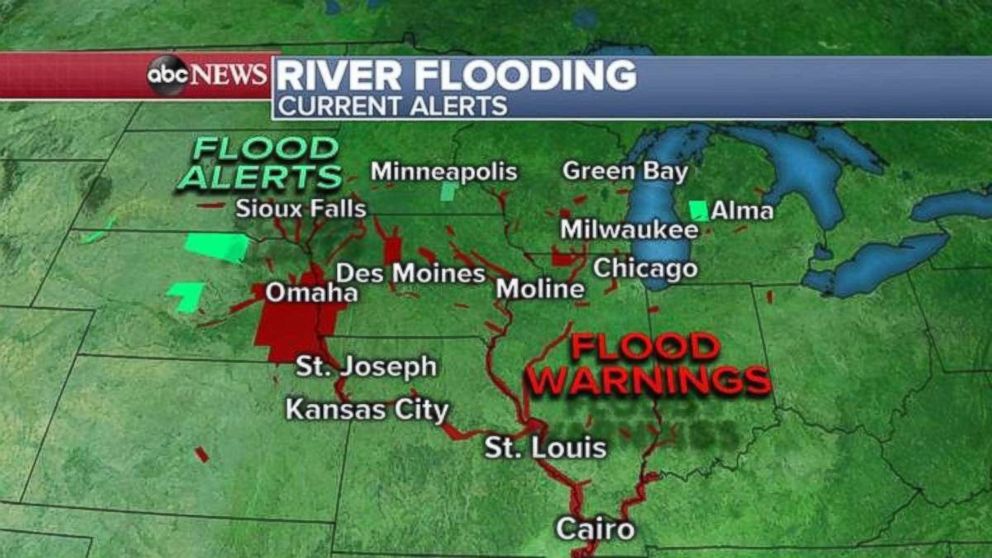 Flood alerts and warnings have been issued this morning in the Midwest.