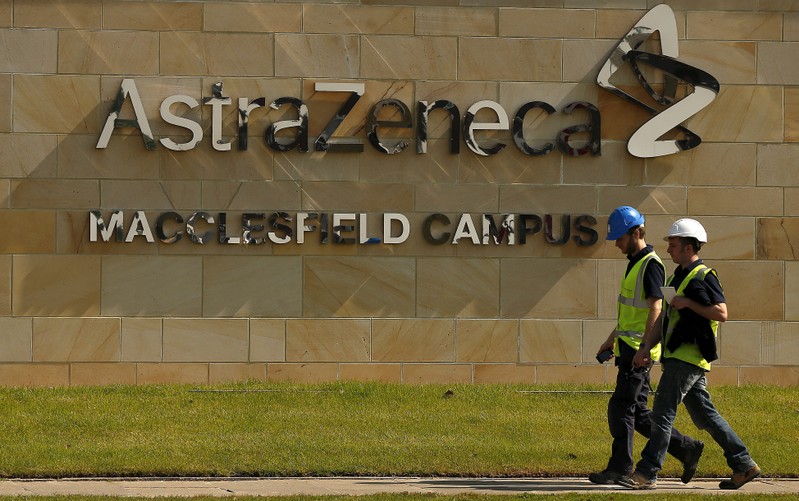 FILE PHOTO: A sign is seen at an AstraZeneca site in Macclesfield