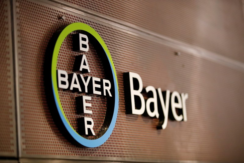 Logo of Bayer AG is pictured at the annual results news conference of the German drugmaker in Leverkusen