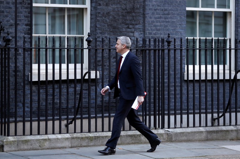 Britain's Secretary of State for Exiting the European Union Stephen Barclay is seen outside of Downing Street in London
