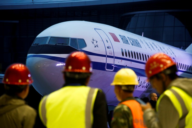 FILE PHOTO: Ceremony marking 1st delivery of Boeing 737 Max 8 airplane to Air China in Zhoushan