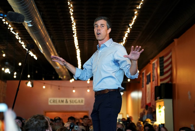 Democratic 2020 U.S. presidential candidate Beto O'Rourke speaks with supporters during a three day road trip across Iowa, in Mount Pleasant