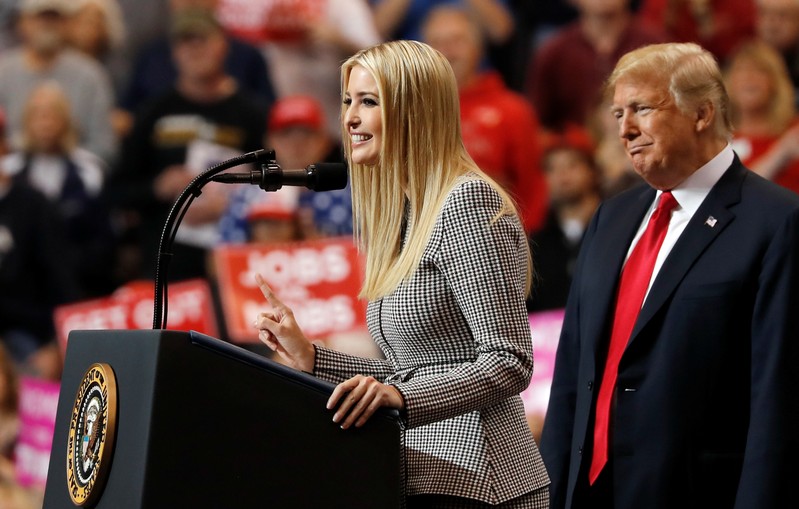 FILE PHOTO - Ivanka Trump speaks as U.S. President Trump holds campaign rally in Cleveland, Ohio