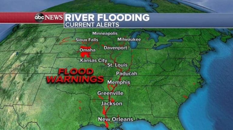 Devastating floods still rolling through Midwest, with more rain expected