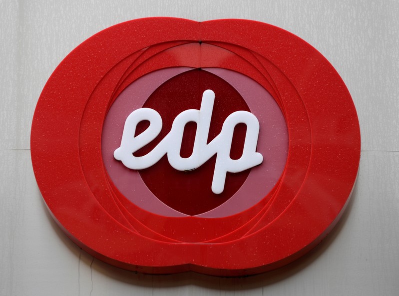 FILE PHOTO: The logo of Portuguese utility company EDP - Energias de Portugal is seen at the company's offices in Oviedo