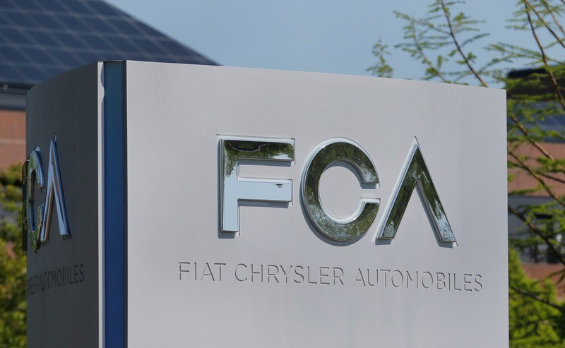 A Fiat Chrysler Automobiles (FCA) sign is seen at its U.S. headquarters in Auburn Hills, Michigan