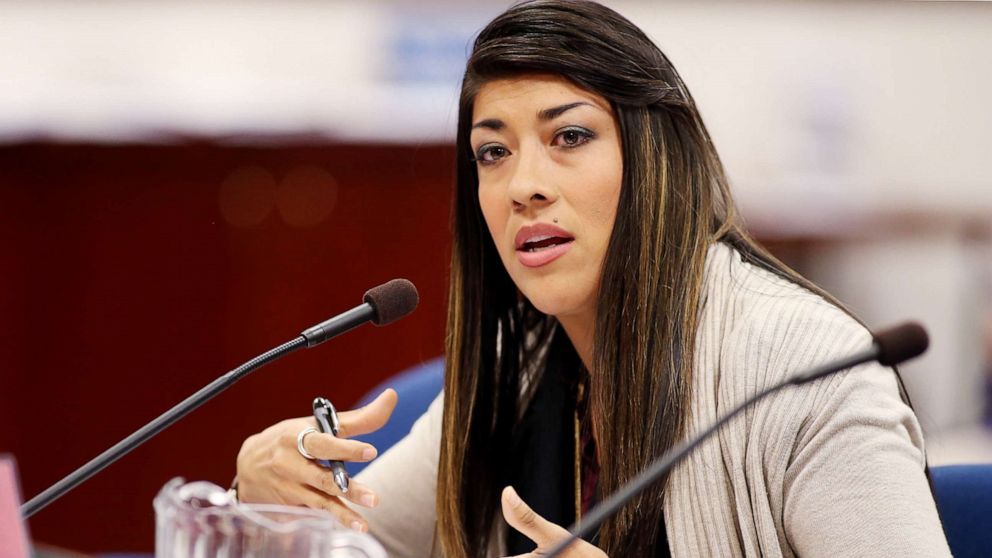 Nevada Assemblywoman Lucy Flores presents a measure in committee at the Legislative Building in Carson City, Nev., May 10, 2013.