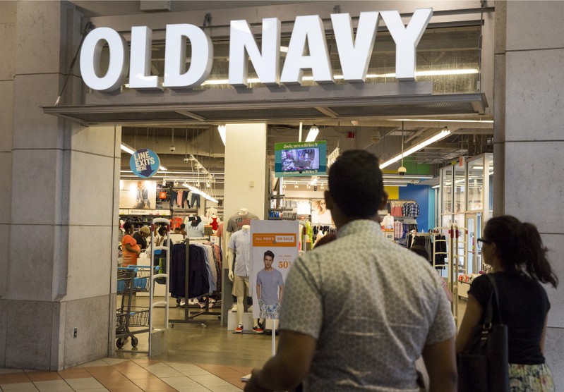 Customers arrive to shop at an Old Navy store in the Brooklyn borough of New York
