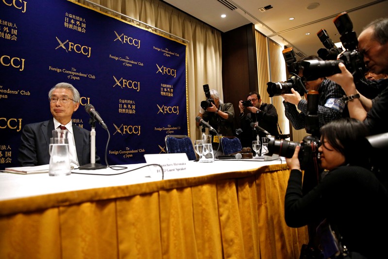 Junichiro Hironaka, chief lawyer of the ousted Nissan Motor Co Ltd chairman Carlos Ghosn, attends a news conference in Tokyo