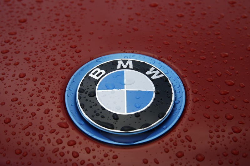 Raindrops cover the bonnet of a BMW car in London