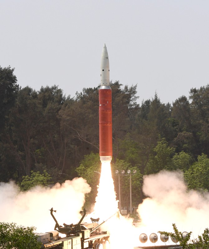 A Ballistic Missile Defence (BMD) Interceptor takes off to hit one of India's satellites in the first such test, from the Dr. A.P.J. Abdul Kalam Island, in the eastern state of Odisha