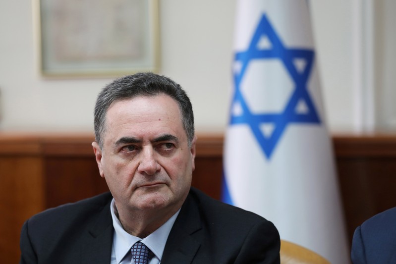 FILE PHOTO: Israel's acting foreign minister Israel Katz, who also serves as intelligence and transport minister, attends the weekly cabinet meeting in Jerusalem