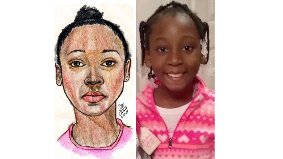 A police sketch and then photo of Trinity Love Jones.
