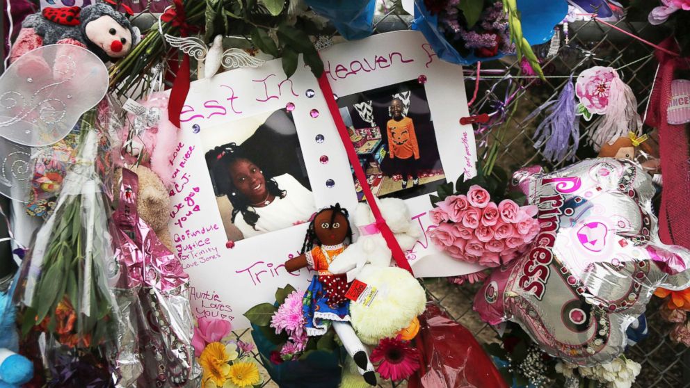 Dozens of tributes at a large memorial to Trinity Love Jones, a 9-year-old girl whose body was found in a duffel bag along a suburban Los Angeles equestrian trail, in Hacienda Heights, Calif, March 11, 2019 in this file photo.