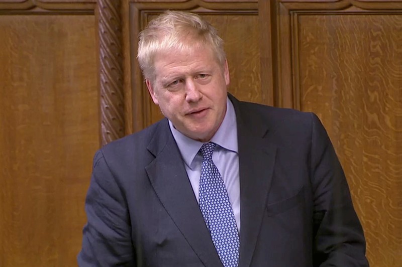 Former British Foreign Secretary Boris Johnson speaks in Parliament in London