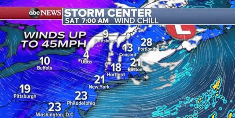 Temperatures will feel more like the winter than spring in the Northeast on Saturday.