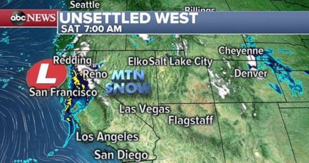 Storms are moving into California on Saturday morning.